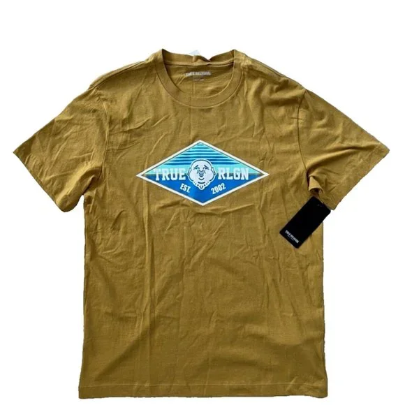 True Religion Buddha Face Logo Tee Shirt Antique Gold ( L ) - Picture 2 of 3